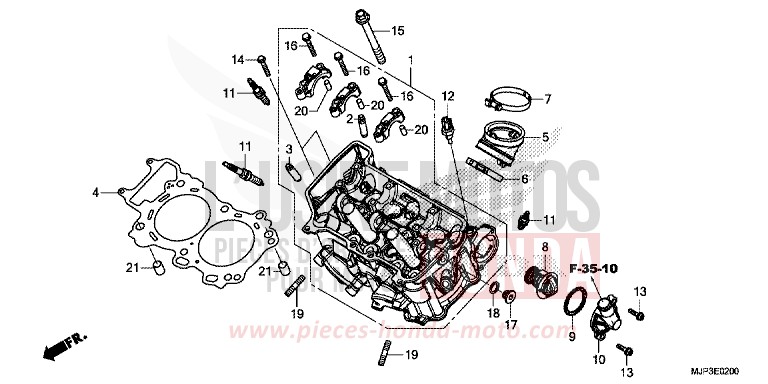 ZYLINDERKOPF von Africa Twin CANDY PROMINENCE RED (R342) von 2017